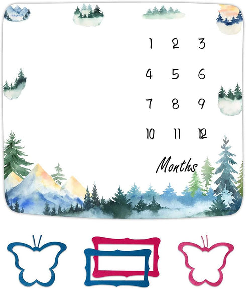 Forest Milestone Blanket Mountain Tree Baby Blanket Newborn Gift Memento Soft Swaddle Portable Crawl Pad 48x40inch...